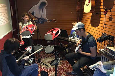 Band playing in the studio